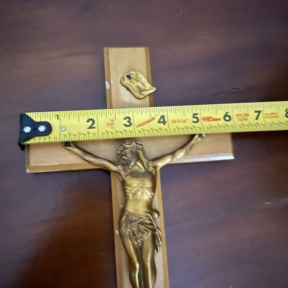 Vintage Wooden 12" Wall Cross Crucifix Holy Religious Jesus - Picture 6 of 6